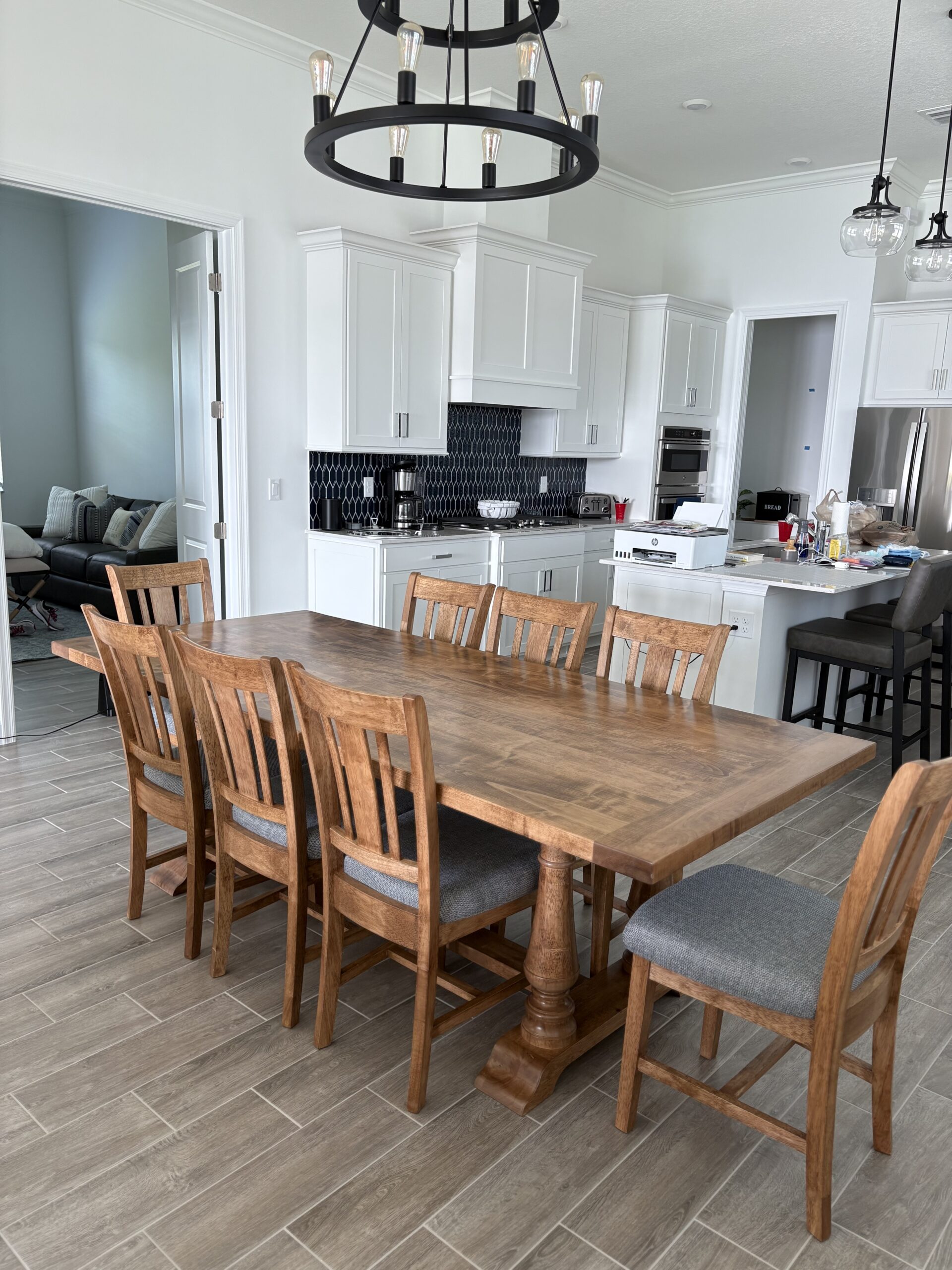 Custom wall unit with open shelving